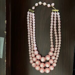 Vintage retro moon glow Pink lucite Beaded Necklace 18”